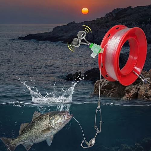 Roowest 6 Inch Hook Keeper Top Reinforced Complete Rig with with Bell, Lanyard & 35m 42# Line Kit for Shore Fishing Grouper Snapper