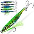 Saltwater Fishing Jigs - Jig Fishing Vertical Jig Speed Slow Pitch Jigging Spoon Hard Bass Fishing Lure - Blade Baits Lures with Assist Hook Paillette Artificial Fishing Lures 5pcs/Set
