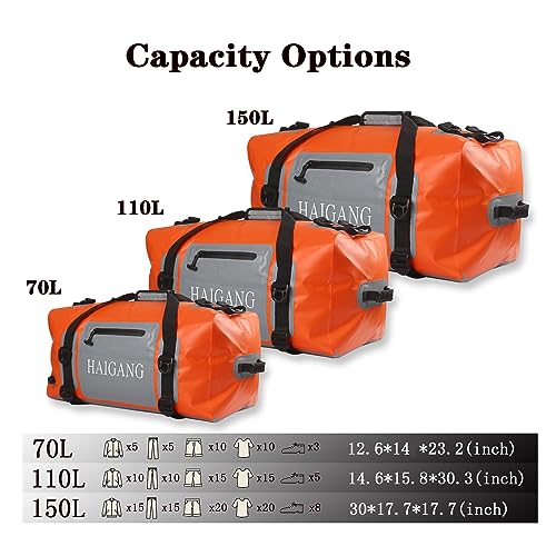 70L Waterproof Duffel Bag Travel Dry Bag, Large Capacity, Adjustable Thickened Straps and Handles, Zip Closure, Air Valve, Keep Equipment Safe, Suitable for Boating Rafting Motorcycle Kayaking - size: 70L