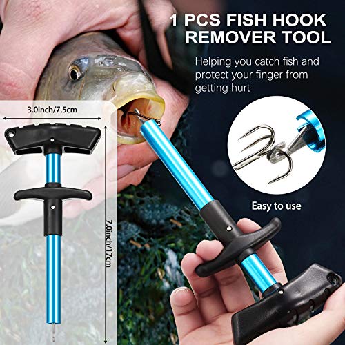 Honoson Fishs Hook Remover Tools Kit Include 1 Pcs Handheld Digital Fish Scale and Fishing Hook Remover Tool and Fish Lip Gripper and Fishing Plier with Sheath and 2 Pcs Fishs Tool Lanyards - color: Blue