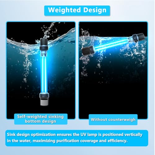 18W Aquarium UV Light for 100-1000 Gallon, UV Pond Water Clarifier for Koi Pond, Swimming Pool, Spa, Large Fish Tank, Cold Plunge UV Light for Pond Algae Control - size: 18W/For 1000 Gallon