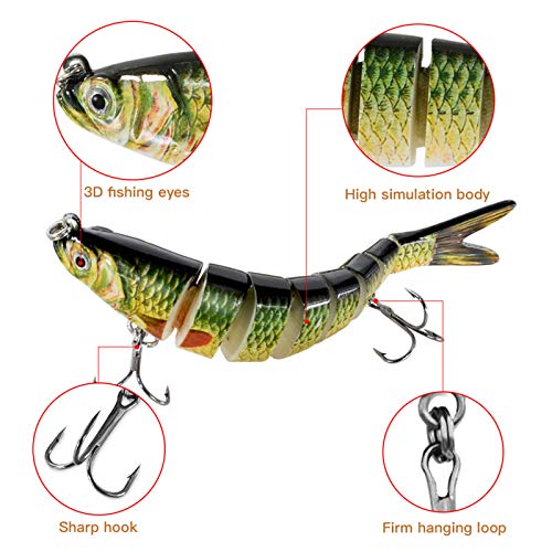 Fishing Lures for Bass Trout Topwater Multi Jointed Swimbaits Slow Sinking Bionic Swimming Lures Bass Freshwater Saltwater Bass Lifelike Fishing Lures Kit - color: Combo D