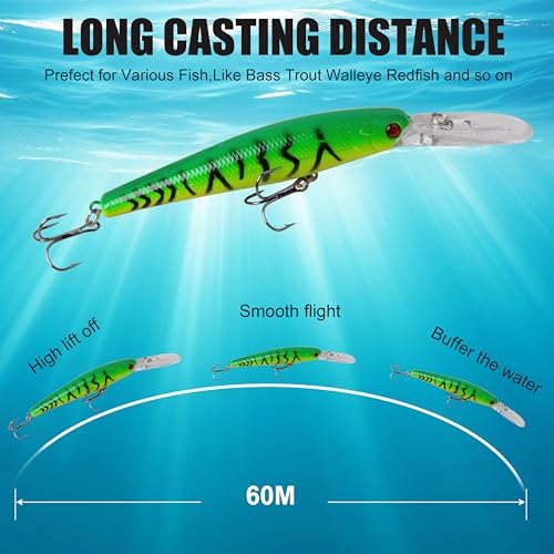 Hard Fishing Lures Bait Minnow Lures Bass CrankBait Jerkbait Set Life-Like Swimbait Deep Diving Sinking Lures with Treble Hook for Bass Trout Walleye Redfish - style: Type A-10pcs