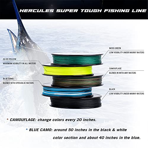 HERCULES Super Tough Braided Fishing Line 4 Strands / 8 Strands, 4lb - 160lb Braid Lines, 150/300/500/1000 Yards for Saltwater - color: Black, size: 6LB (150 Yards) - 4 Strands