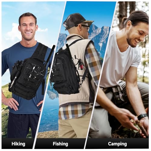 117Pcs Fishing Backpack with Tackle Boxes, Waterproof Fishing Tool Kit with Pliers, Fish Hook Remover, Lip Gripper Ideal Gift for Boys, Grandsons, Husband