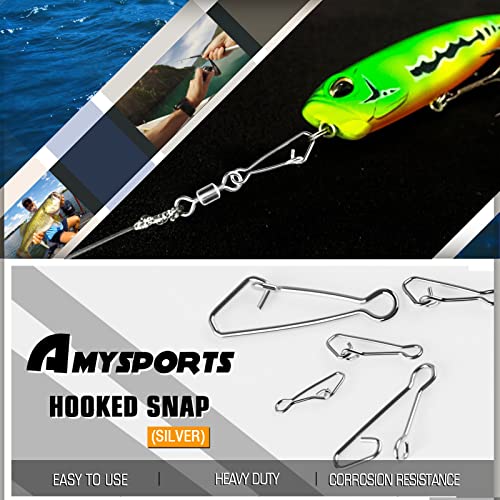 AMYSPORTS Line Connector Fishing Snap Stainless High Strength Snaps Swivels Saltwater Quick Change Fishing Snap Clip Freshwater - color: White, size: Size 4 (88lb) 100 pcs