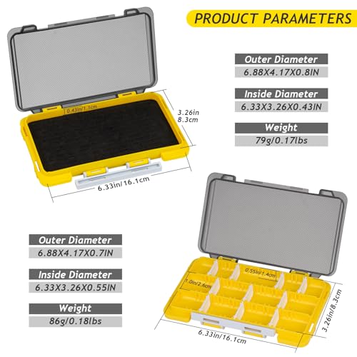 QualyQualy Fishing Tackle Box, Small Tackle Box Organizer with Removeable Diveders, 2 in 1 Mini Fishing Hook Organizer, Plastic Storage Fly Box - color: Yellow, size: A+C 4pcs