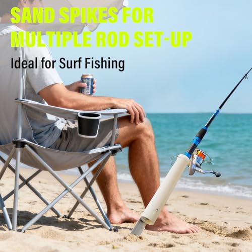 Dr.Fish Sand Spikes PVC Aluminum Surf Fishing Rod Holder, Beach Fishing Rod Holder, Portable Pole Holder Saltwater & Freshwater Shore Use River Bank - size: 28"-2 Pieces