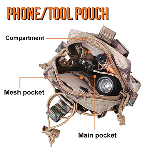 ACEXIER Tactical Molle Pouch Waist Bag Bottle Bag Outdoor Vest Pack Purse Phone Case Backpack Hunting Accessories Tool Pack - color: Green