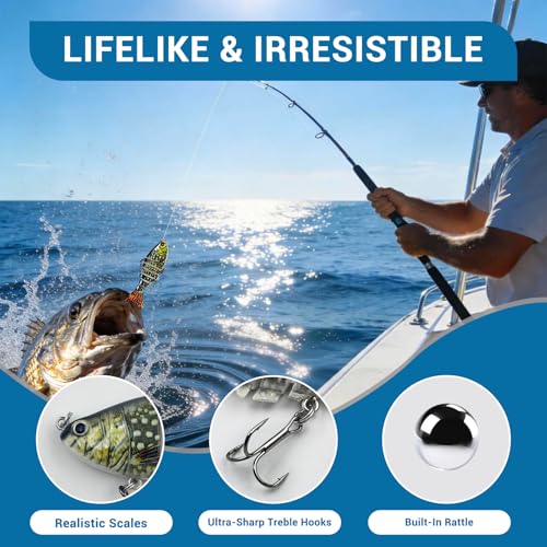 Keenjorika Fishing Lures Multi Jointed Fish Fishing Kits, Slow-Sinking Lifelike Segmented Swimbait Crankbaits, Realistic Swimming Action for Bass, Trout, Pike & Walleye, Freshwater and Saltwater - color: 3 Pack-Style 2