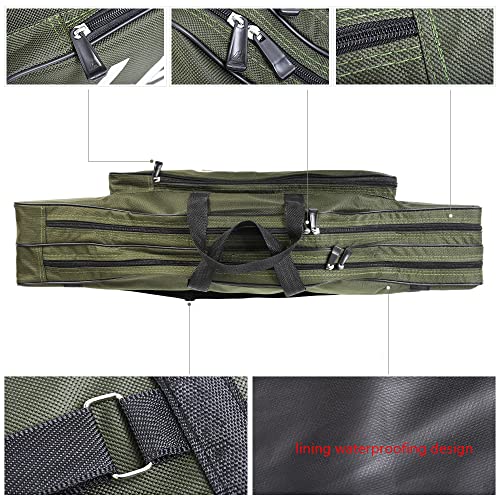 Conskyee Portable Foldable Fishing Rod Case, Fishing Pole Bag, Double Layer Oxford Travel Storage for Short Rods & Reels, Compact for Backpack (80cm/2.62ft)