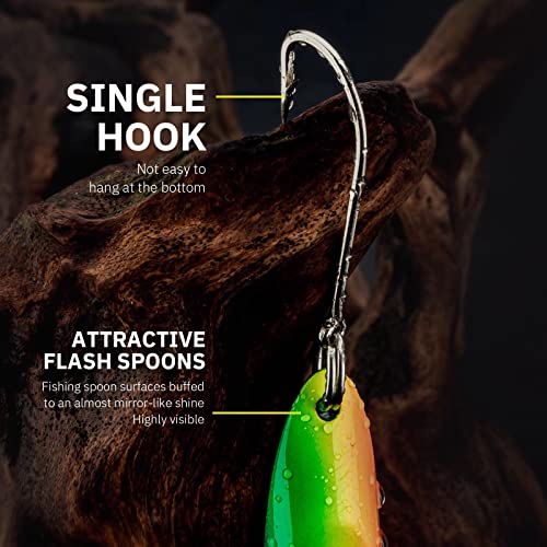 THKFISH Fishing Lures Fishing Spoons Lures Trout Lures for Trout Pike bass Crappie Walleye 3.5g(1/8oz) 5.5g(1/5oz) 7.5g(1/4oz) 10.5g(3/8oz) 14.5g(1/2oz) 21.5g(3/4oz) 5pcs - color: Color A-Single Hook, size: 1/4oz 5pcs