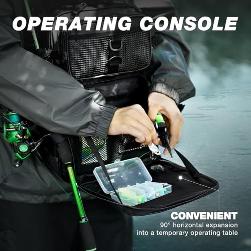 Ghosthorn Fishing Backpack Waterproof Tackle Bag Sling Bag Gift - color: Tpu Black, size: Large