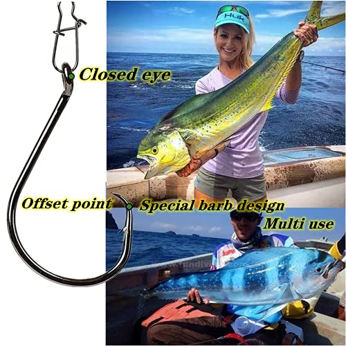 200Pcs/Box（Size:10/0... to...1/0 Strong Octopus Fishing Hooks, Forged Steel/Barded Design, Off-Set Point/Closed Eye, Strong/Sturdy, 10/0 8/0 6/0 5/0 4/0 3/0 2/0 1/0 Mixed Packaging