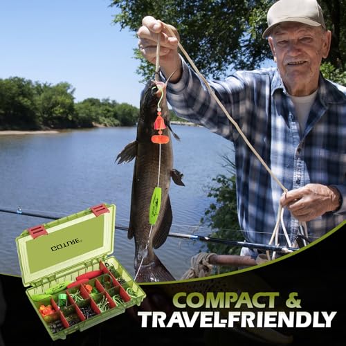 Goture Catfish Rig Making Kit,274pcs/300pcs Catfishing Tackle with Luminous Fishing Hook Swivel Sinker Weights Rattle Float Bobber Stoppers,Catfish Rigs Accessories with 3600 Tackle Box,Gifts for Men - color: A1:274pcs Catfishing Tackle