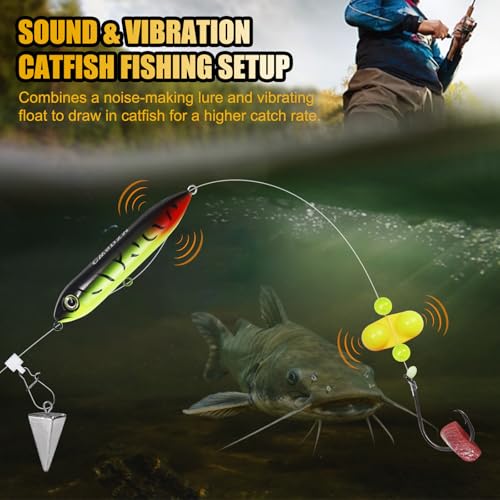 Catfish Float Rig Demon Dragon Style Rattling Line Float Propeller and Circle Hooks 6/0 8/0 for Santee Cooper Rig Catfishing Tackle - color: Demon Dragon Lures - 6 PCS