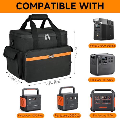 LEFOR·Z Carrying Case Compatible with Jackery Explorer 2000 v2/1500/1000 Plus/ECOFLOW Delta 2/BLUETTI AC180,Portable Power Station Travel Bag for Charging Cable and Accessories(Bag Only) | Portable Power Station Travel Bag Fits for Anker SOLIX C1000 Gen 2