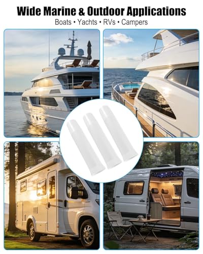 3pcs 1-5/8” Flared Vinyl Inserts for Fishing Rod Holder, 9 Inches Length for Boats Yachts Ships Kayaks Marines Caravans Campers, Strong and Heavy Duty Flared Fishing Rod Sleeves