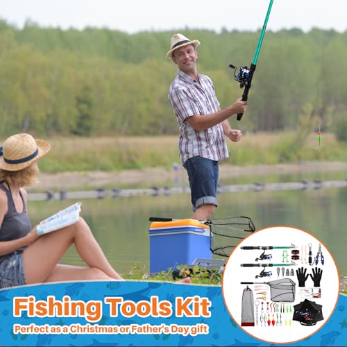 MiniInflat Telescopic Fishing Rod and Reel Combo, 6.89ft 2pcs Collapsible Rod with Plier Lip Gripper Lures Carrier Bag Pre-Loaded Spinning Reel Saltwater Freshwater Fishing Pole Kit - color: Green