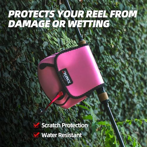 RUNCL Spinning Reel Bag – Protective Storage Pouch for Baitcasting Reels & Spinning Reels, Lightweight & Durable, Ideal for Freshwater & Saltwater Fishing Trips (pink& Black) - color: S-pink& Black