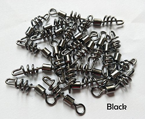 30pcs/Pack Cork Screw Swivel Fishing Swivel Snap Swirl Connector Black Stainless Steel Fishing Swivels 3/0 1/0 2# 4# 6# 8# 10# - size: 4#-30pcs