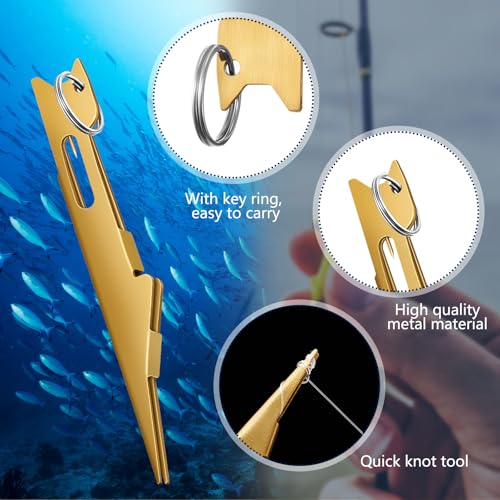 Deekin 3 Pcs Fishing Line Knot Quick Tie Fishing Knot Tying Tool Fly Nail Knot Tool Fly Angler Accessories Fly Tying Equipment for Hooks Lures Lines Men - color: Gold