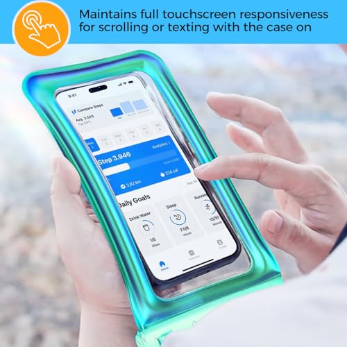 ProCase 2 Pack Floating Waterproof Phone Pouch IPX8,Universal Dry Bag Fits iPhone 17/16/15/14/13 Series,Galaxy S24/S23/S22, Pixel 8/7 (Up to 7”),Touchscreen,Underwater & Snow Protection -Whitegreen - color: White/Green