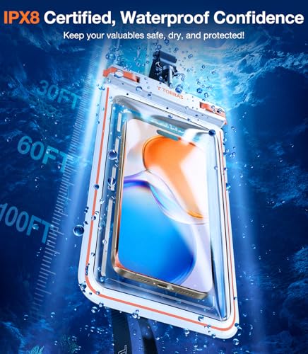 TORRAS IPX8 Waterproof Phone Pouch Floating, Underwater Screen Touchable, Water Proof Case with Lanyard for iPhone 17 Pro Max 16 S26, Cellphone Dry Bag Cruise Essentials 7.0 inch, White - color: 1 Pack-White
