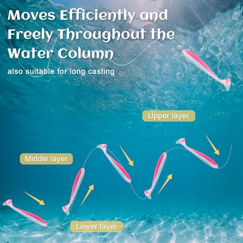 30pcs Soft Plastic Fishing Lures Paddle Tail Swimbaits Soft Baits Lure for Bass Crappie Trout Shad Freshwater Saltwater Fishing Mixed 3.5 Inch 4.7 Inch Swim Bait Kit with Box - color: White, Black, Pink, Orange, Yellow *6