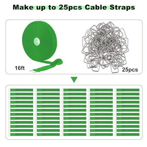 YMCRLUX 1"x16ft Hook and Loop Straps with 25 Metal Buckles, Adjustable Fastening Cable Straps, Cut-to-Length Cinch Strap, Reusable Nylon Securing Cord Ties for Organizer or Storage, 1 inch Wide,Green - size: 1in x 16ft Green
