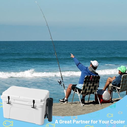 Cooler Fishing Rod Holder, Wall Mounted Fishing Pole Holder, Fishing Rod Rack Compatible with YETI Coolers and for RTIC Coolers, Cooler Accessory, Medium, Black
