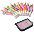 10pcs Squid Jigs Saltwater Fishing Lures Glow Squid Jigs Luminous Shrimp Prawn Artificial Baits 3D Fluorescent Squid Jig Hooks Tackle for Cuttlefish Octopus Fishing Size 2.5 3 3.5 - size: 3.5#