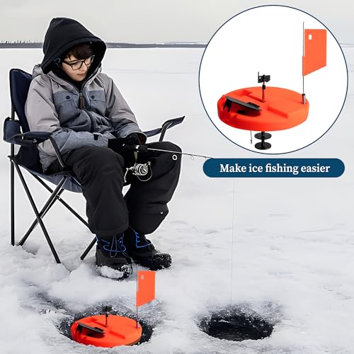 Adnee Ice Fishing Tip-Up - 10.5" Thermal Tip-Up with Orange Pole Flags - Freeze-Proof Ice Fishing Accessories Covers 10" Hole