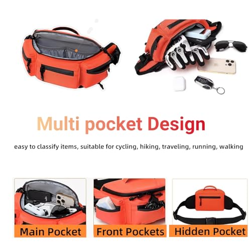 Fanny Pack for Men Women with Reflective Stripe, Concealed Casual Waist Bag with Adjustable Belt for Cycling Hiking Fishing Camping Travel (orange) - color: Orange