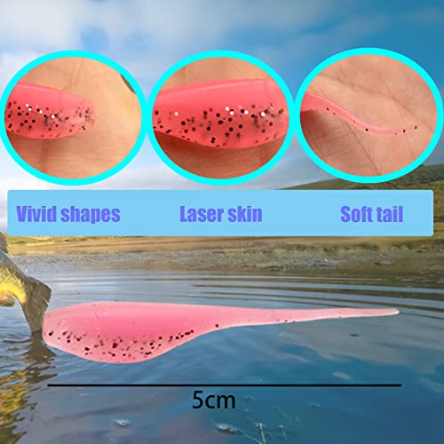 75pcs Crappie Lures Kit - Soft Plastic Coloured Crappie & Panfish Shad Baits - style: D-75pcs