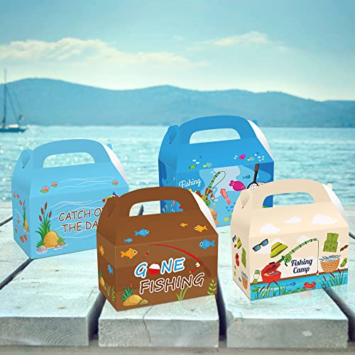 iPartyFun Fishing Birthday Party Supplies Fishing Party Gift Treat Boxes for Gone Fishing Theme Baby Shower Supplies Set of 12