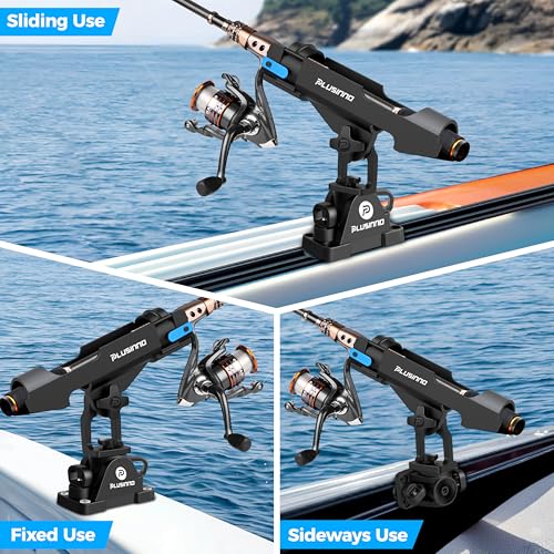 PLUSINNO 2 in 1 Fishing Rod Holders for Boat, Kayak Fishing Rod Holder, Fishing Pole Holders for Track Mount / Deck Mount, Fishing Gear with Fishing Rod Protective Strap, Fishing Accessories & Gifts - color: Rod Holder - 1 Pack(No Track)