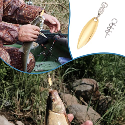 SUPERFINDINGS 15Pcs Fishing Lures Willow or Colorado Blade Spinner Blades Bearing Swivels Tail Spinner Spinnerbait Lure Making Supplies Bass Lures - color: Golden
