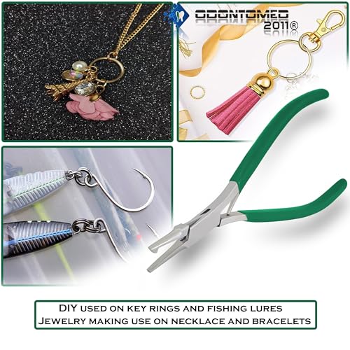 Split Ring Pliers for Jewelry Making, Jump Ring Opening Pliers for Opening Split Ring or Key Chain, Opener Tools for Jewelry Beading Repair Making Supplies PVC Green Color Grip