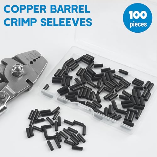 Fishing Crimp Sleeves, 100pcs Single Barrel Crimp Sleeves Brass Copper Crimping Loop Sleeves Black Oxidized Fishing Line Crimps Tube Connector Wire Leader Rigging Tackle - size: Inner Dia 2.8mm-100pcs