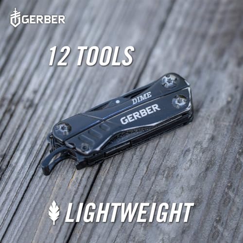 Gerber Gear Dime 12-in-1 Mini EDC Multitool - Needle Nose Pliers, Pocket Knife, Keychain, Bottle Opener - Gifts for Men, EDC Gear and Equipment - Black - color: Black, size: Single