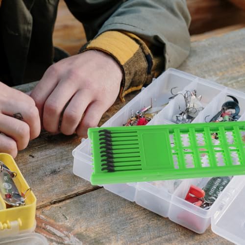 HANABASS Fishing Line Holder and Hook Organizer with Spring-Loaded Leader Holder Compact Lightweight Plastic Design for Secure Fishing Line Storage 8.07X2.36X0.59In