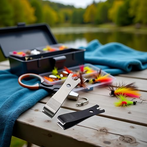 2Pcs Fishing Line Cutter Nipper with Hook Eye Cleaner Pin Stainless Steel Fishing Line Scissors Cutting Tool, Hook Eye Cleaner Pin, Multi Functional Accessories, Nippers and Snips