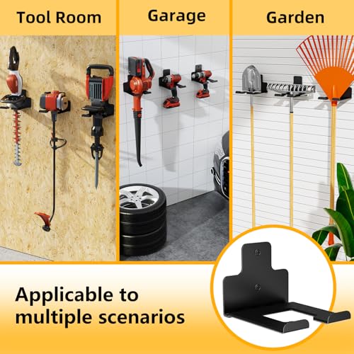 Garage Organization Wall Mounted Storage Rack, Heavy Duty Tool Hanger for Grass Trimmer, Hedge Trimmer, Weed Wacker and Garden Power Tools, 1 Pack - color: Black