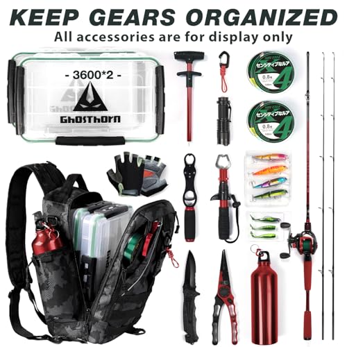 Ghosthorn Fishing Backpack Waterproof Tackle Bag Sling Bag Gift - color: Black Camouflage, size: Standard