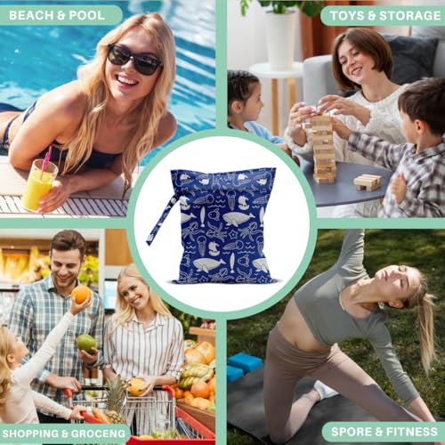 Whale Wet Dry Bags for Diaper Waterproof Swimsuit Washable Reusable Bag for Beach Diapers Dirty Yoga Gym Clothes Plant Gifts for Men Baby Friend Women - color: Fish4