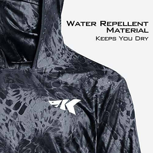 KastKing Men's Hoodie Shirt UPF 50 Long Sleeve Fishing Shirt UV Protection Shirt - color: M:blackout With Neck Gaiter, size: Small