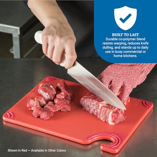 San Jamar Saf-T-Grip Plastic Cutting Board with Safety Hook, 9" x 12" x 0.375", White - color: White