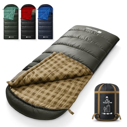 Cotton Flannel XXL Winter Sleeping Bags for Adults Big and Tall,Cold Weather 90x39 Inch Camping Sleep Bag,Waterproof Machine Washable 4 Season Outdoor Camping Gear,2-Way Zipper - color: Yellow, size: 5.3lb(40-50℉)