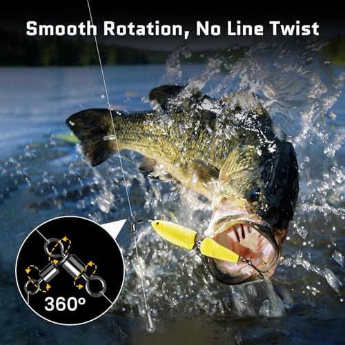FishTrip 3 Way Fishing Swivels Tackle, 25/50PCS Heavy Duty Three Way Barrel Swivels for Bottom & Dropper Rigs, Corrosion Resistant 3-Way T-Turn Swivel for Freshwater & Saltwater Fishing 7LB-209LB - size: 8*10#_29Lbs_50pcs